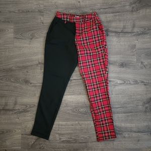HOTTOPIC Split Plaid & Black Pants Sz Xs